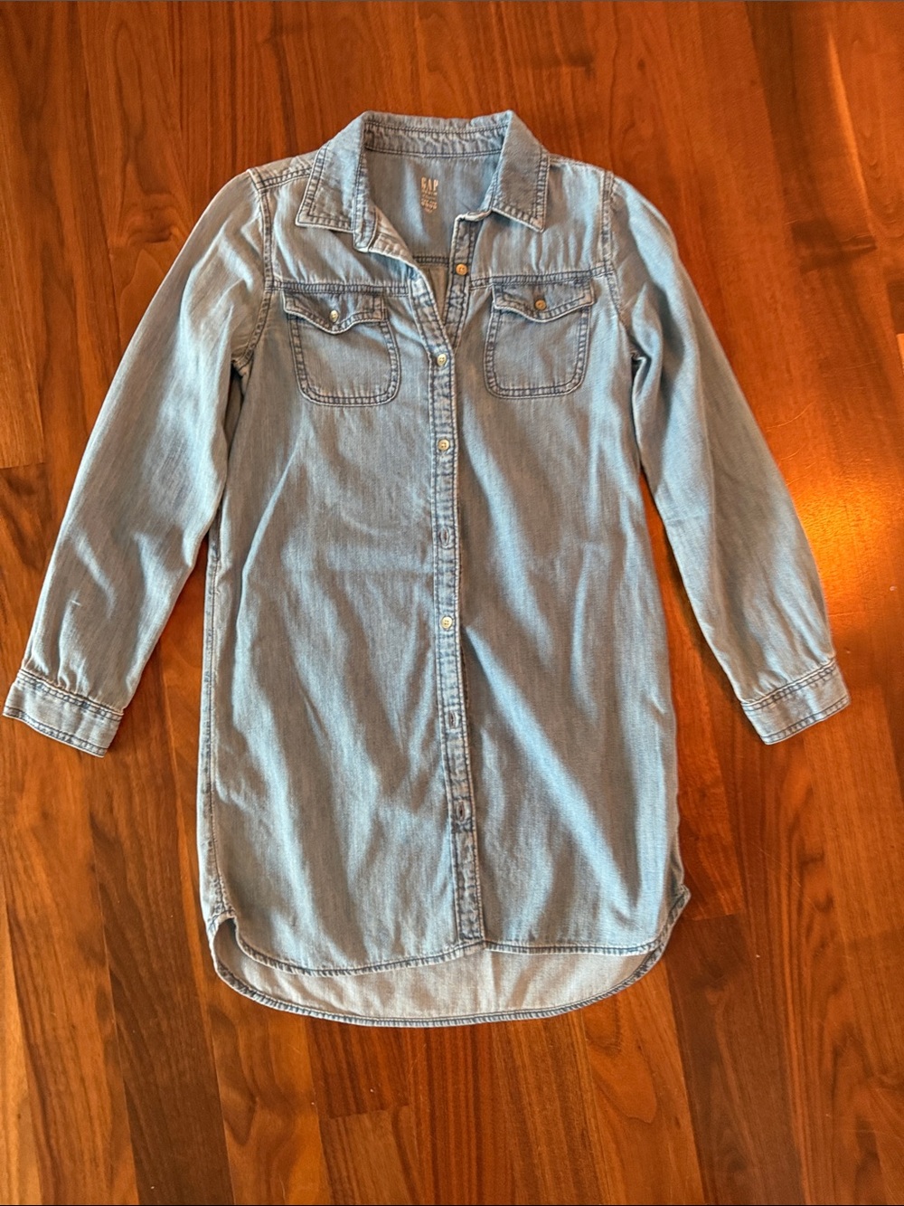 GAP Light Blue Denim Button-Front Shirt Dress